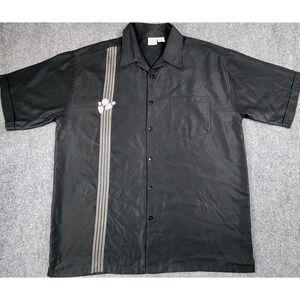 Vintage‎ Anchor Blue Bowling Shirt XL Black Embroidered Retro Club Rockabilly